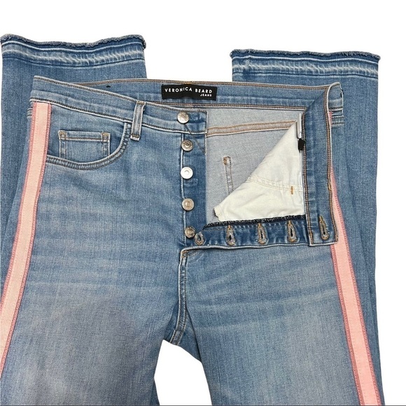 Veronica Beard Carolyn High Rise Button Fly Tuxedo Stripe Baby Boot Jeans 31 - Picture 10 of 15